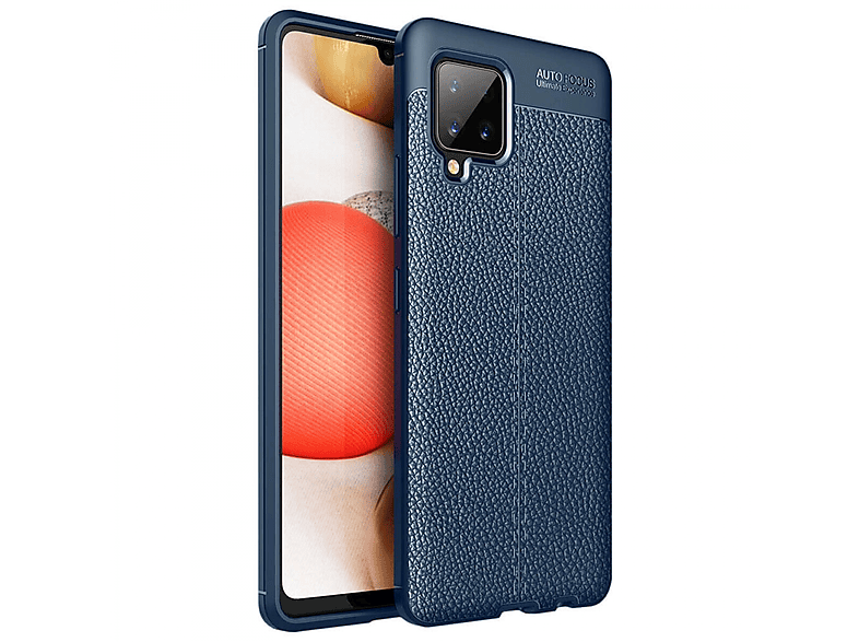 CASEONLINE Ledermuster, Backcover, Blau Samsung, Galaxy A42