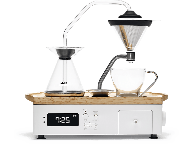BARISIEUR Designer Tee Kaffee Weckfunktion mit Timer Kaffeemaschine und weiss