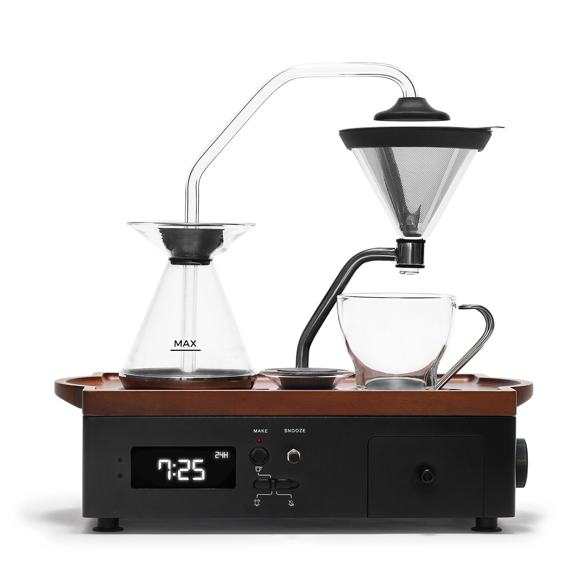 Timer und Tee Designer Weckfunktion mit Kaffee BARISIEUR Kaffeemaschine schwarz