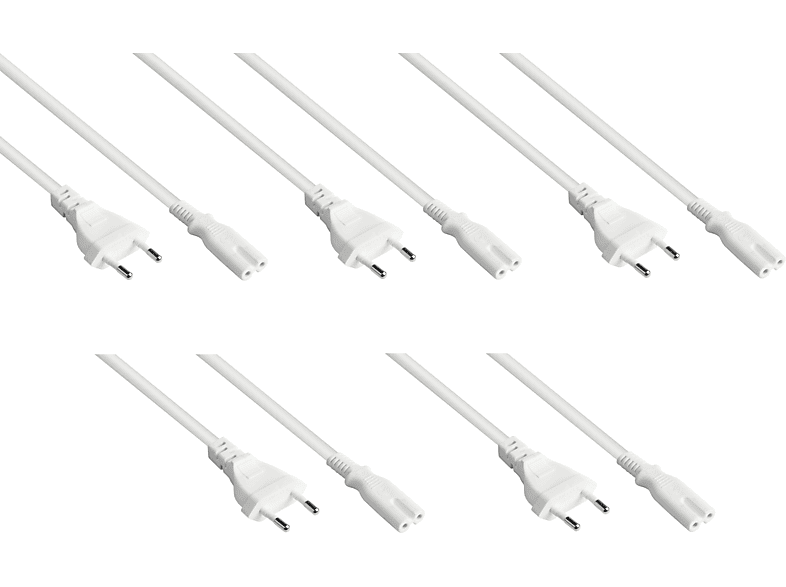 KABELMEISTER Euro-Stecker Typ C an C7/Euro 8 Buchse, weiß, 0,75 mm², 5er SPAR-Set Stromkabel | TV-Kabel & Stromversorgung