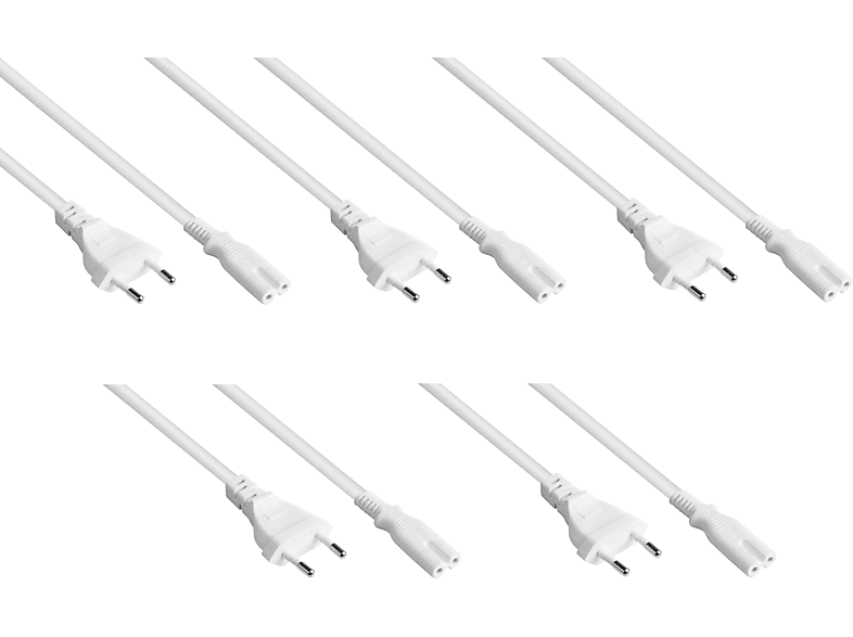 weiß, Typ SPAR-Set an C C7/Euro Stromkabel mm², 8 0,75 KABELMEISTER Euro-Stecker Buchse, 5er