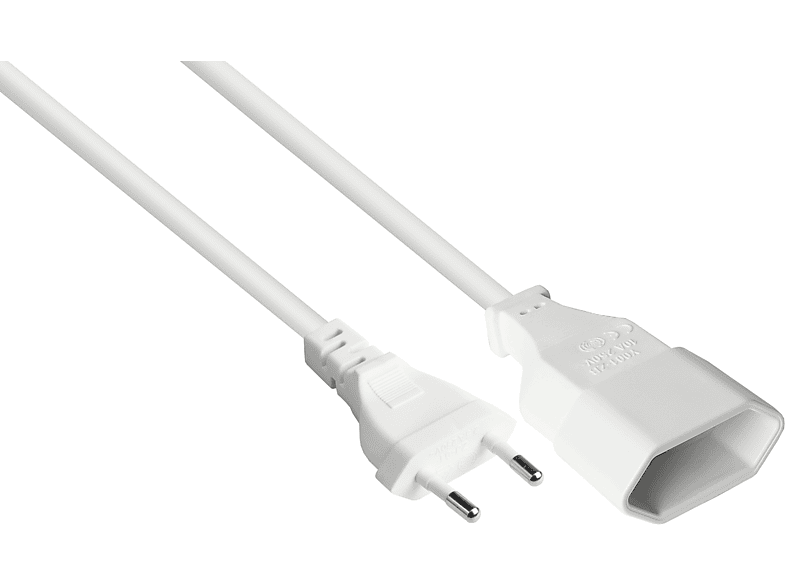 KABELMEISTER Euro-Stecker Typ C (gerade) an Euro-Buchse (gerade), weiß, 0,75 mm² Stromkabel | TV-Kabel & Stromversorgung