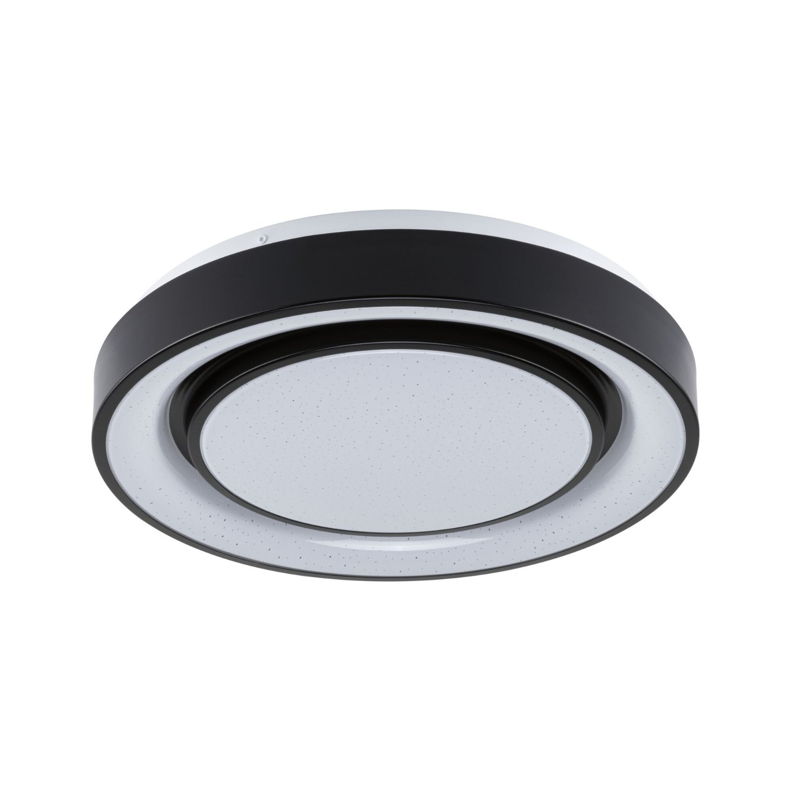Un plafonnier avec un design noir et blanc. Fond blanc.
