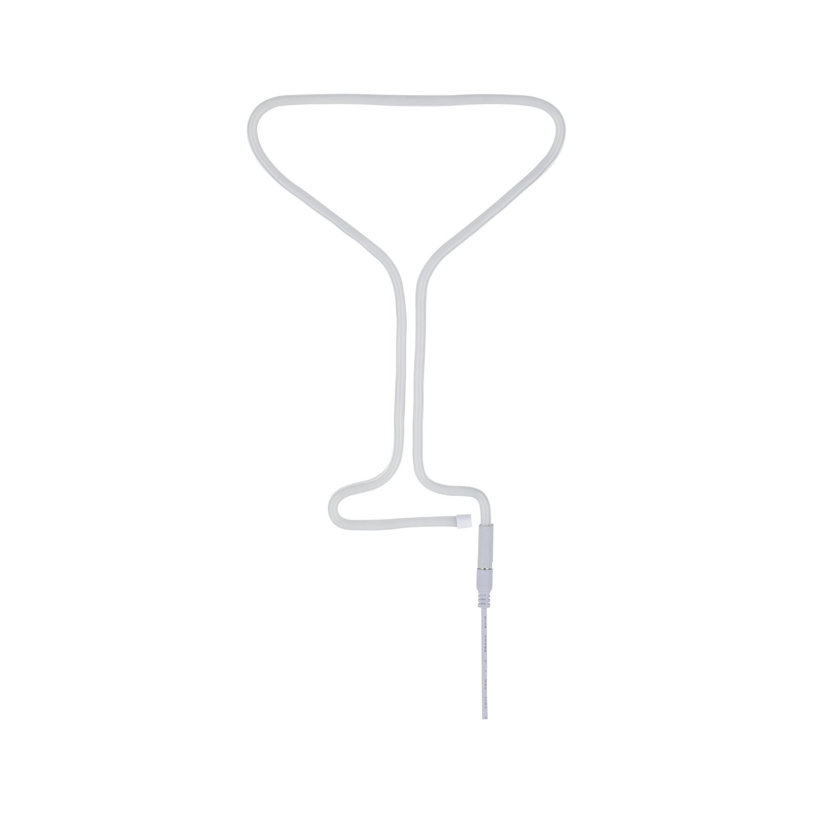 Biały neon w kształcie kieliszka do martini. Białe tło.