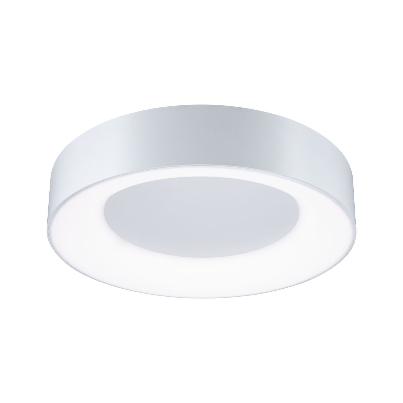 Un lampada da soffitto rotonda e bianca.