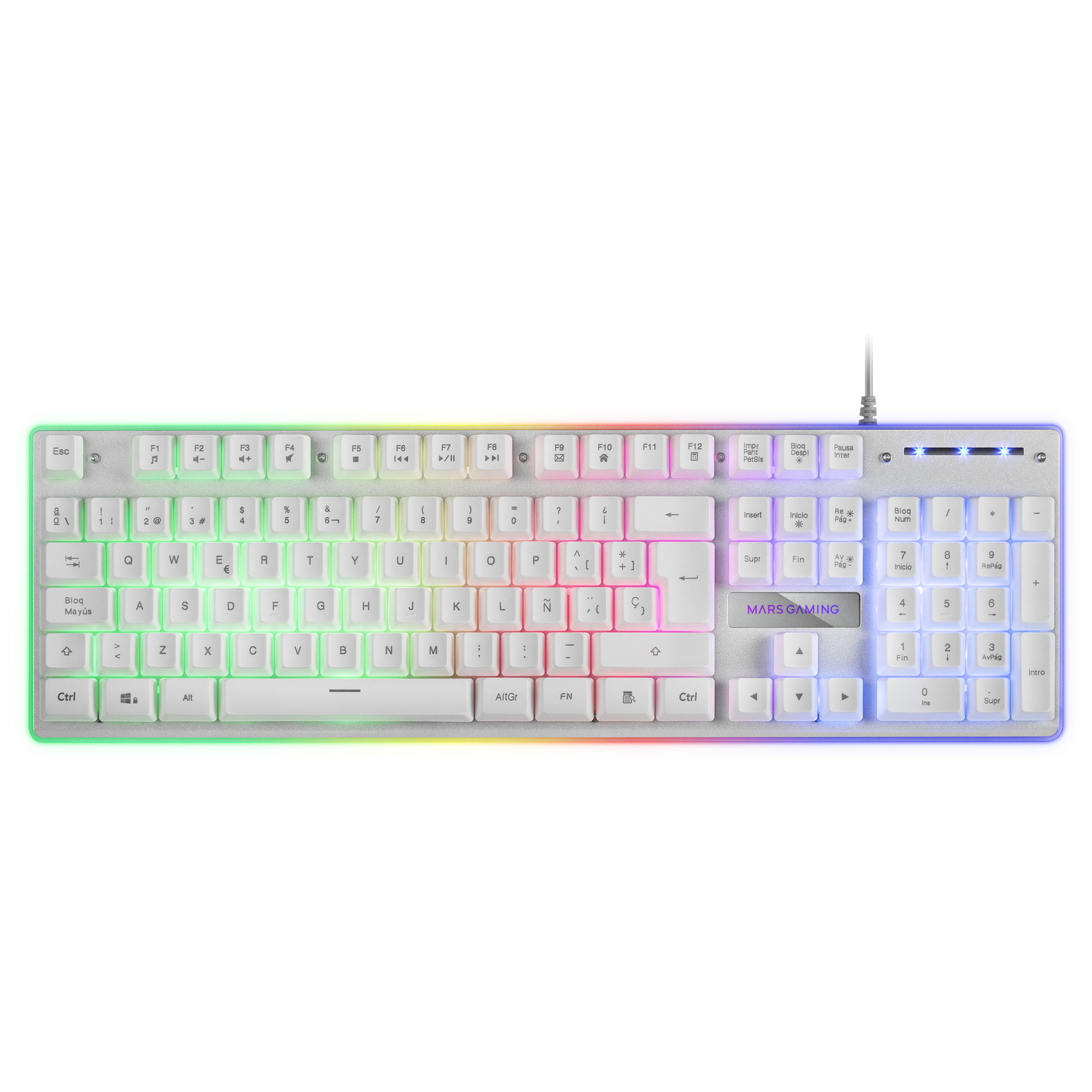 Teclado Gaming - MK220WES MARS GAMING, Retroiluminación, Blanco