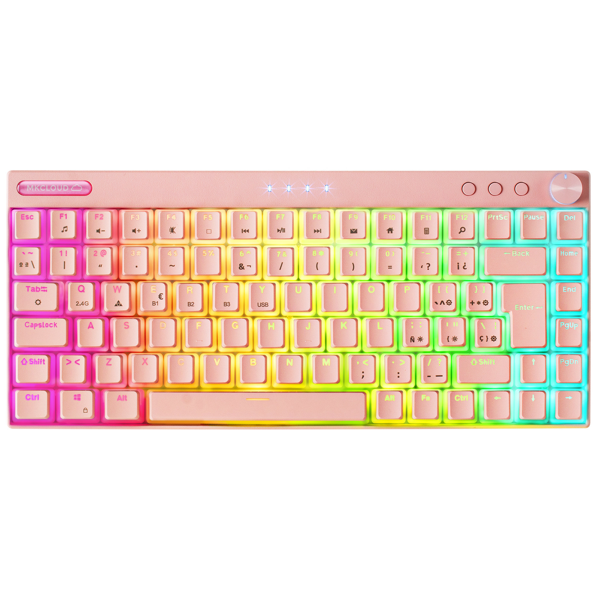 Teclado Gaming - MKCLOUDPBES MARS GAMING, Retroiluminación, Rosa