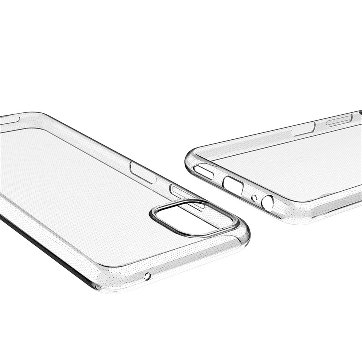 Zwei transparente Handyhüllen, eine offen, eine geschlossen, zeigen die Innendetails.