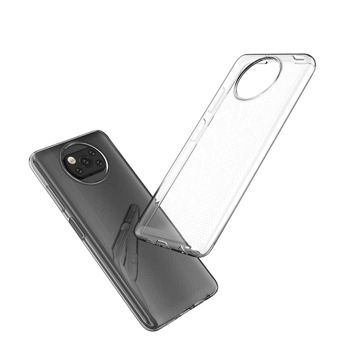 Zwei Handyhüllen, eine auf einem Telefon, die andere separat. Beide sind transparent.