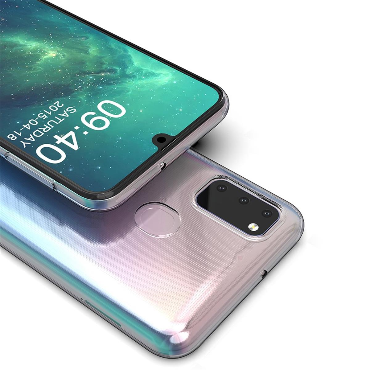 Eine transparente Handyhülle auf einem Telefon, das den Bildschirm zeigt.