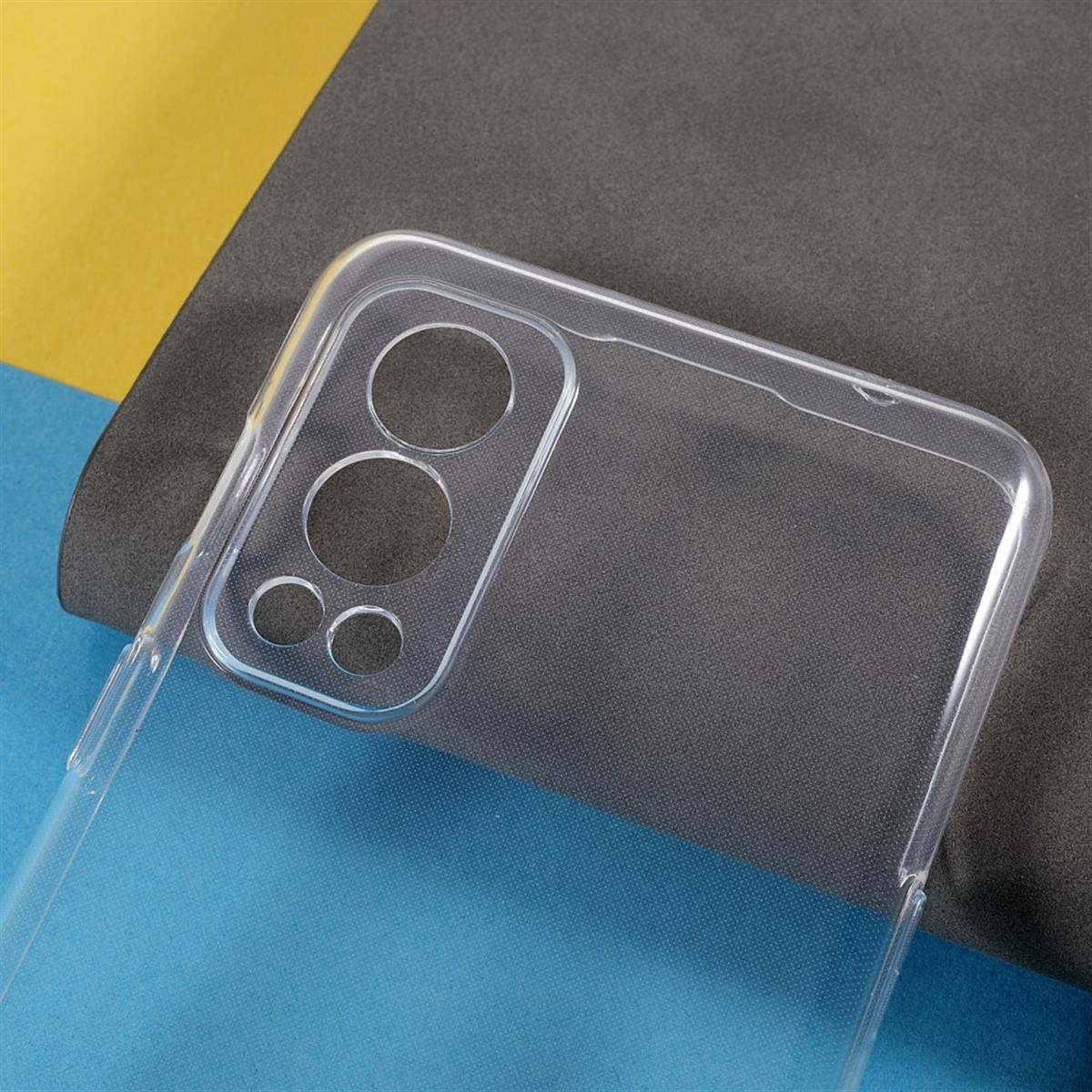Eine transparente Handyhülle mit Öffnungen für die Kamera und andere Telefonfunktionen.
