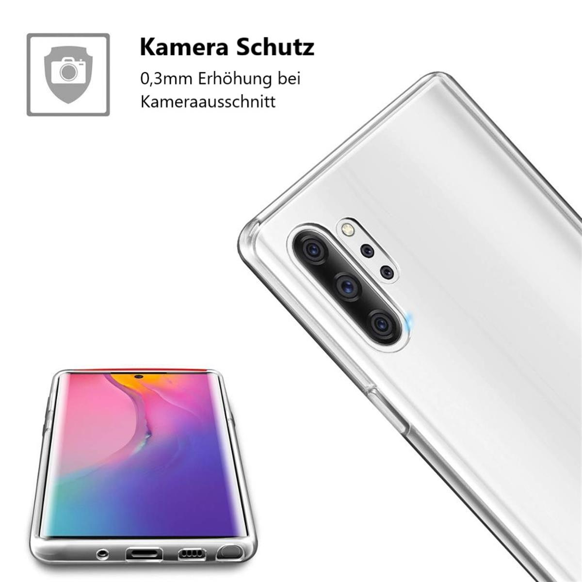 Eine Handyhülle mit Telefon wird im Vordergrund gezeigt, mit Text und Grafiken im Hintergrund.