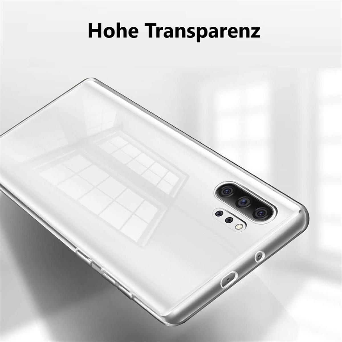 Transparente Handyhülle, die die Rückseite eines Telefons zeigt. Die Handyhülle hat ein transparentes Aussehen.