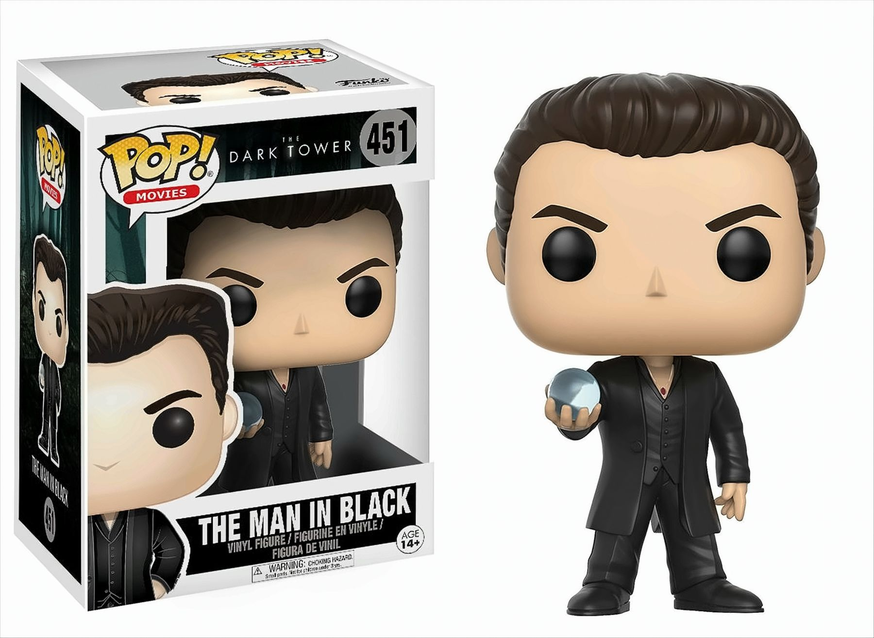 Funko Pop di The Man in Black da The Dark Tower. Figura con una sfera di cristallo.