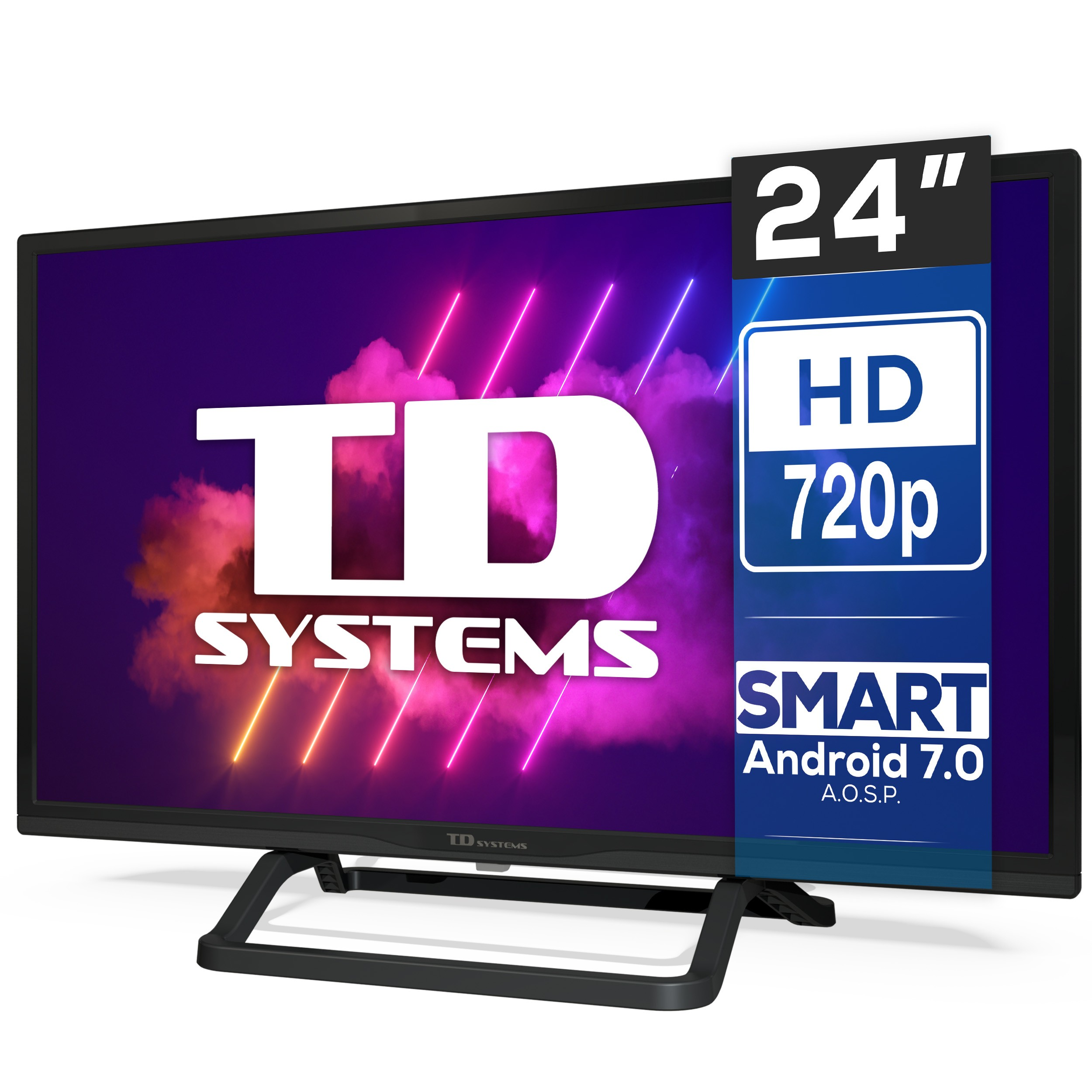 TV LED 24" - K24DLX11HS TD SYSTEMS, HD, Arm Cortex A53x4, DVB-T2 (H.265)Sí, Negro