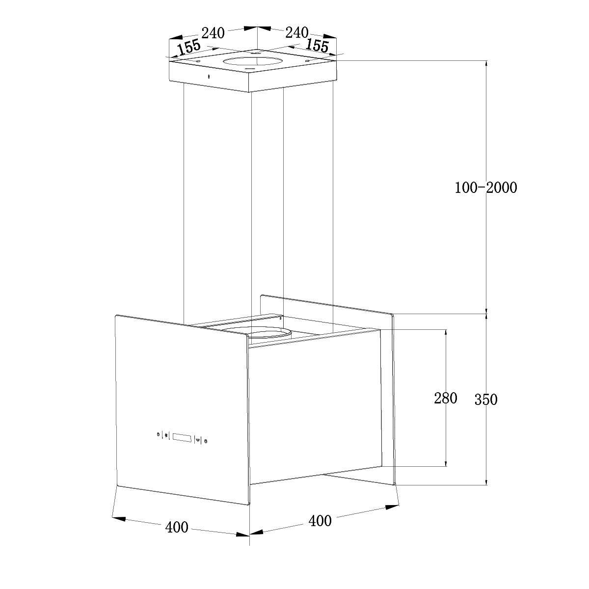 Dunstabzugshaube cm KKT tief) BOX400W, 40 cm breit, (40 KOLBE