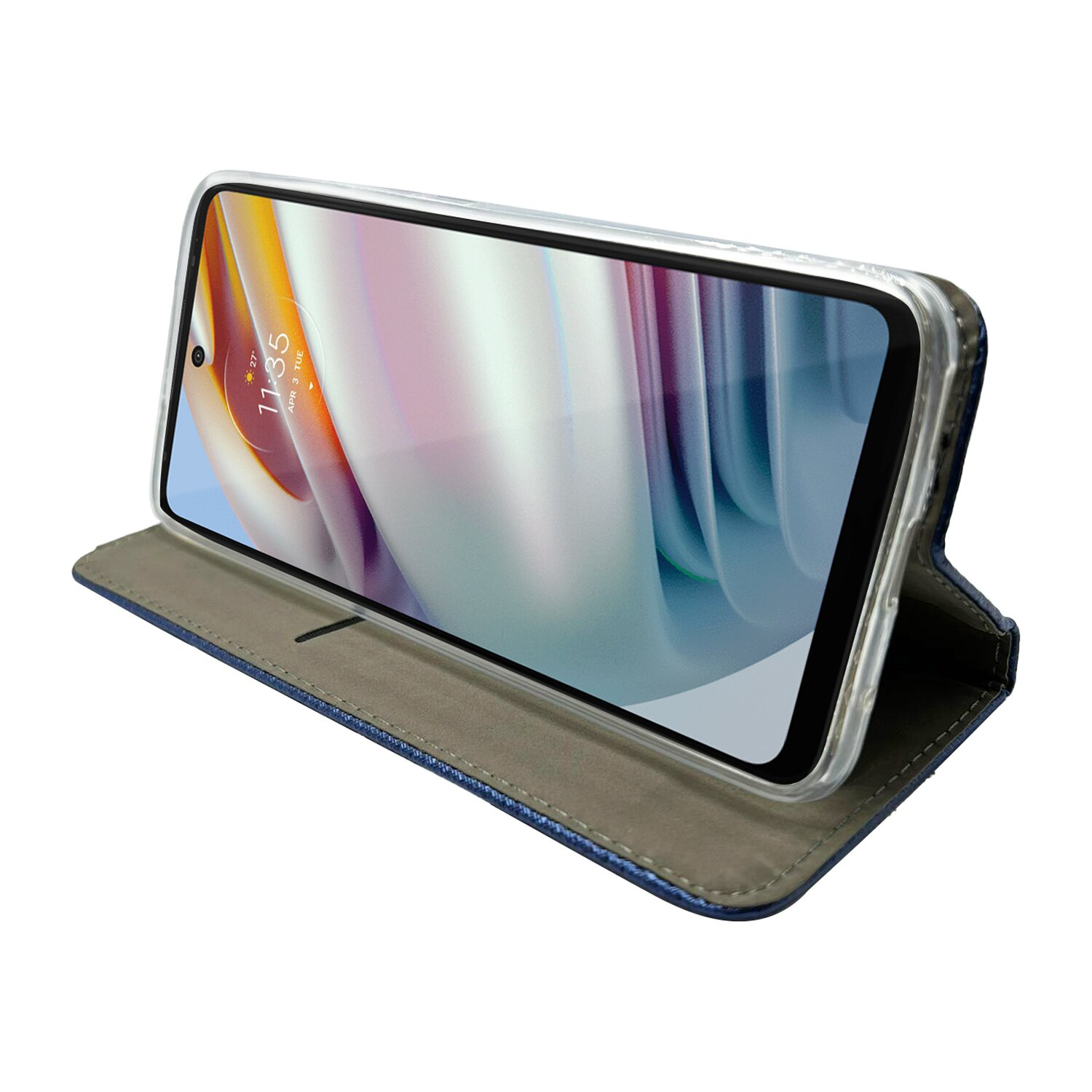 Zwei schwarze Handyhüllen mit strukturiertem Design, eine mit Telefon.