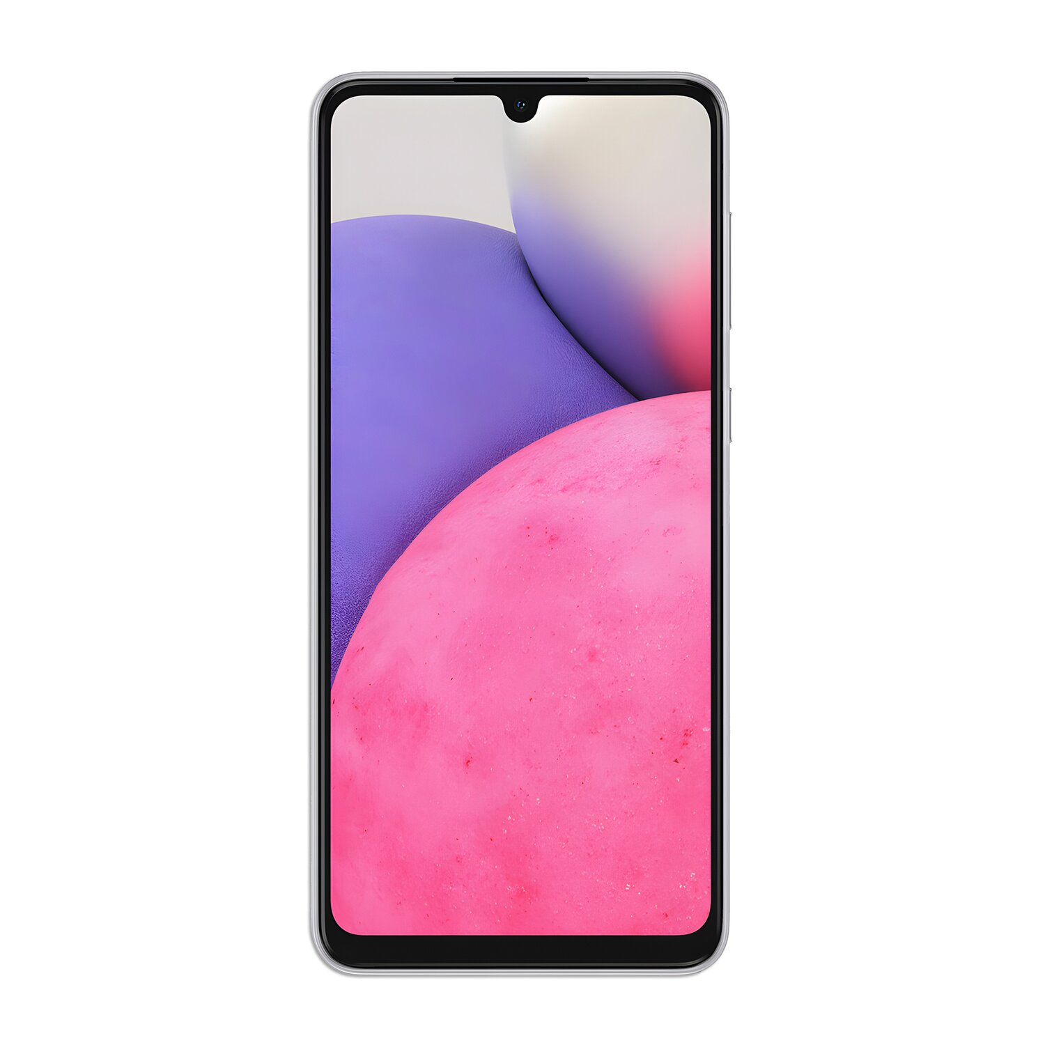 Ein modernes Smartphone mit hellem Bildschirm, pinkem und violettem Farbverlauf.