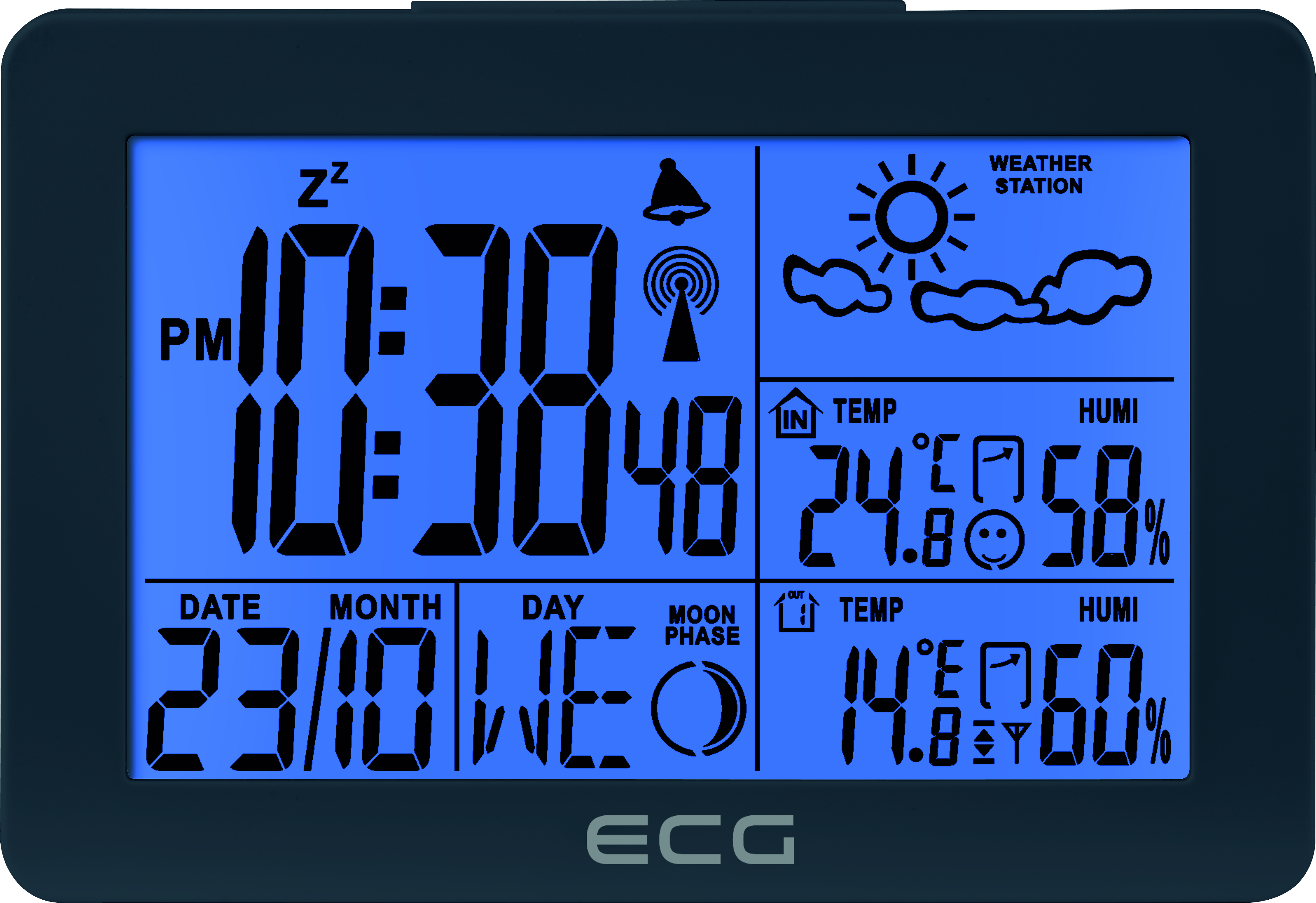 ECG MS 200 Grey | | Symbole Uhr 1 | Wetterstation Signalgesteurte Wettervorhersage für durch Wettervorhersage | Tag