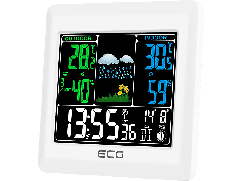 Feuchtigkeit Wetterstation 300 und Wetterstation | | | Innen- White MS | Außentemperatur ECG
