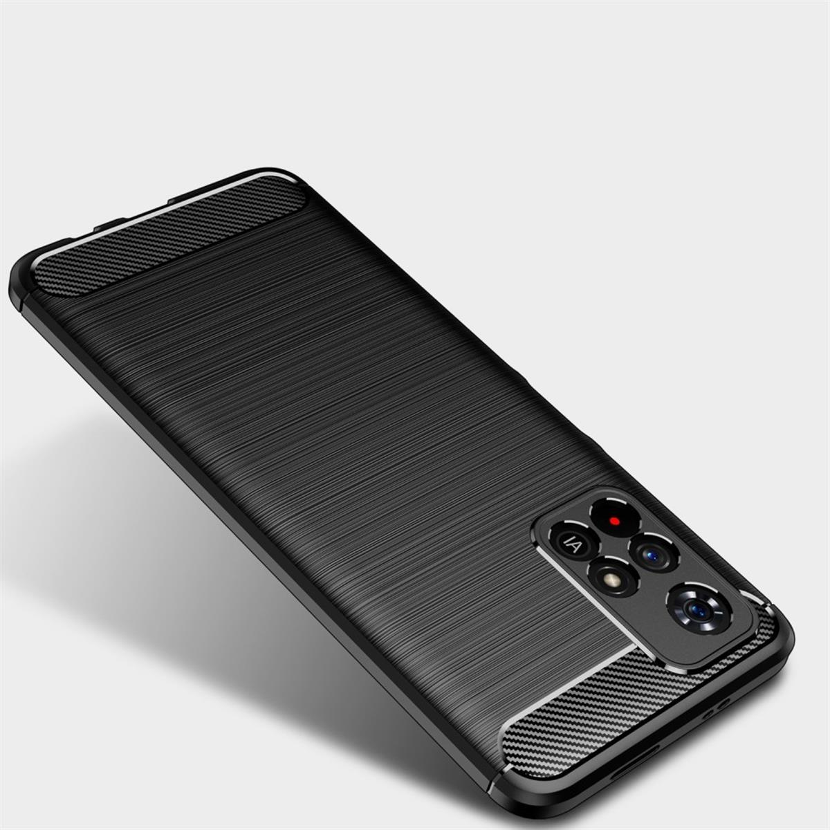 Handyhüllen-Set: Schwarze Hüllen, Vorder-, Rück- und Seitenansicht, für ein Galaxy A60.