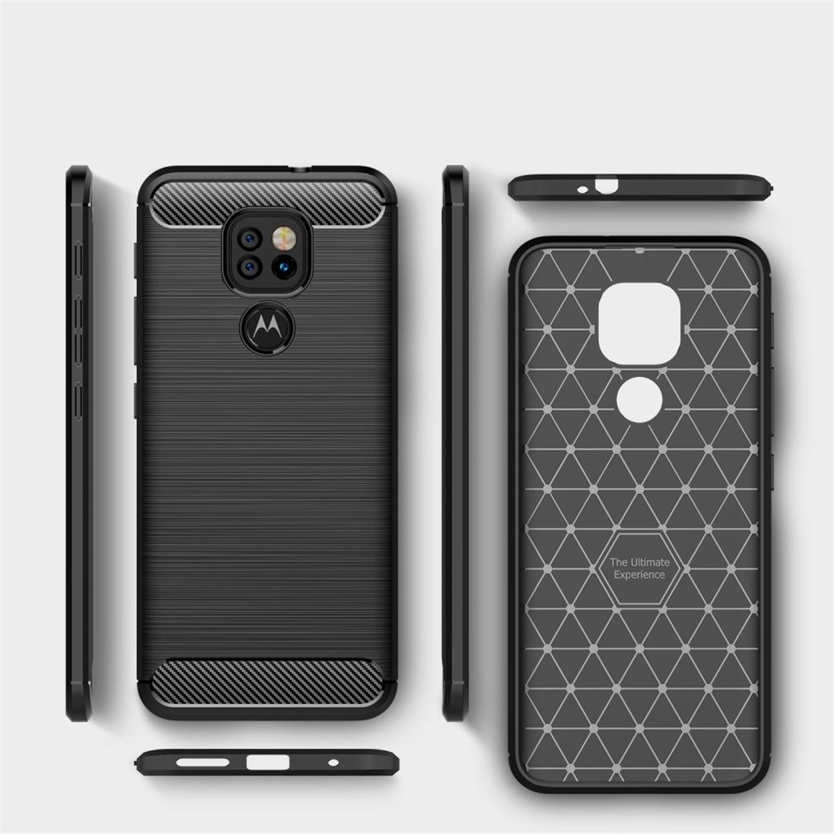 Motorola, Look, G9 Backcover, Handycase im COVERKINGZ Carbon schwarz Play, Moto