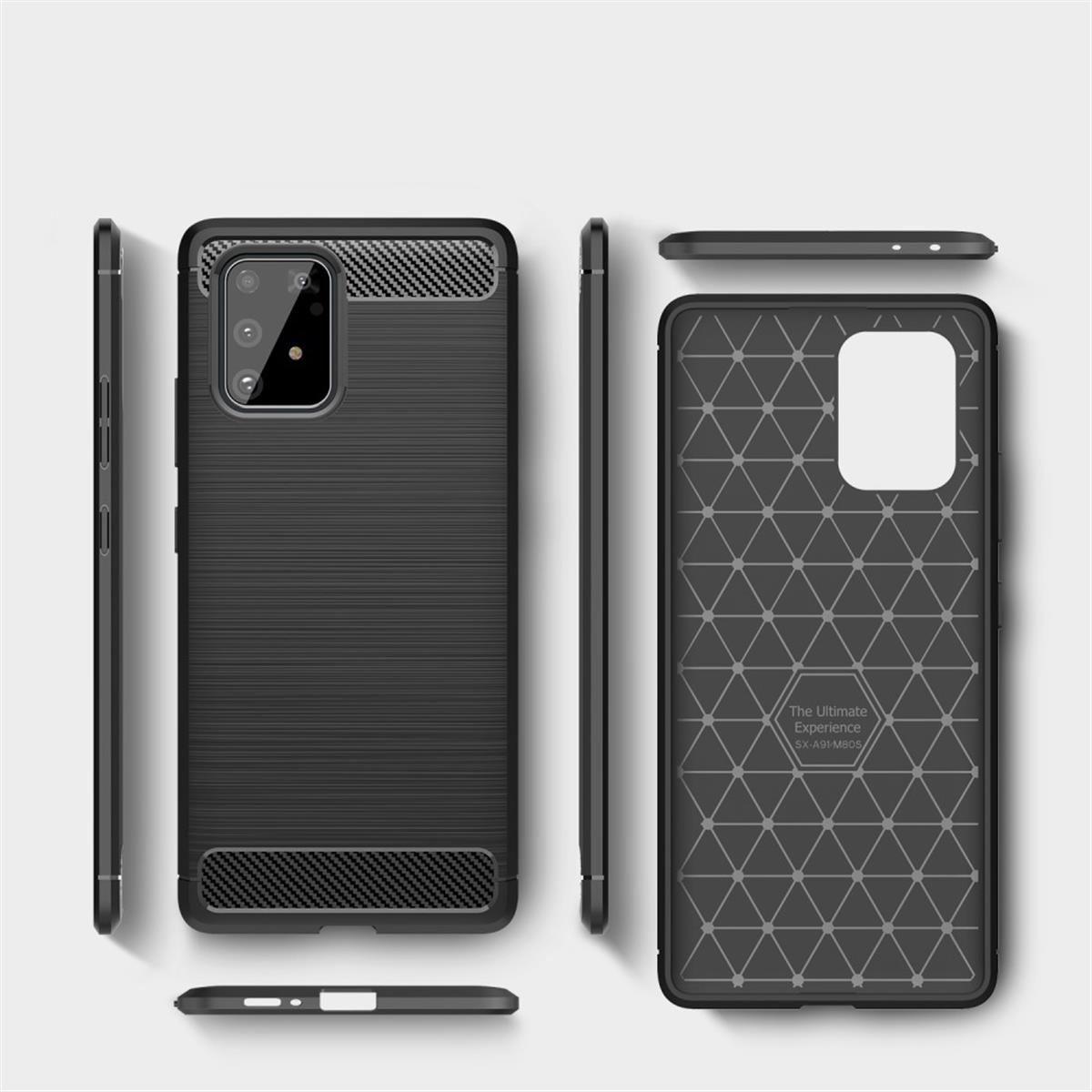 Backcover, Galaxy S10 schwarz Look, Handycase COVERKINGZ im Samsung, Lite, Carbon