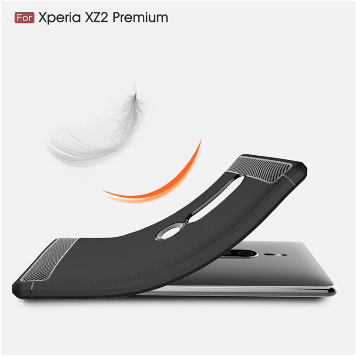 im Handycase Look, COVERKINGZ XZ2 Carbon Premium, schwarz Sony, Backcover,