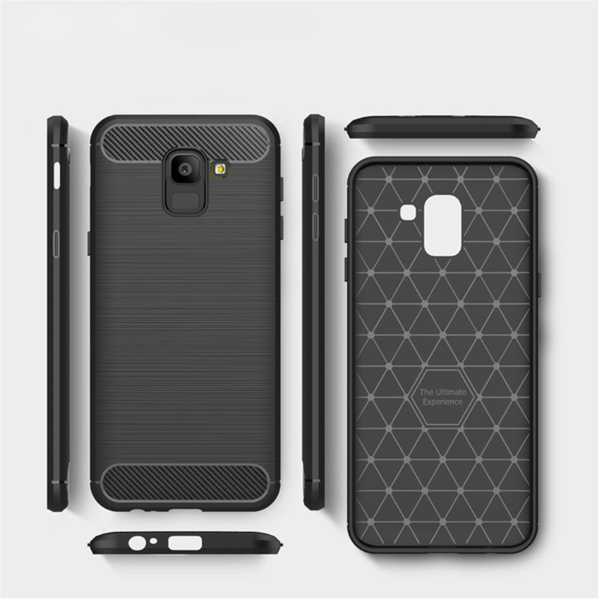 COVERKINGZ Handycase im Carbon Look, Samsung, 2018, schwarz J6 Backcover, Galaxy