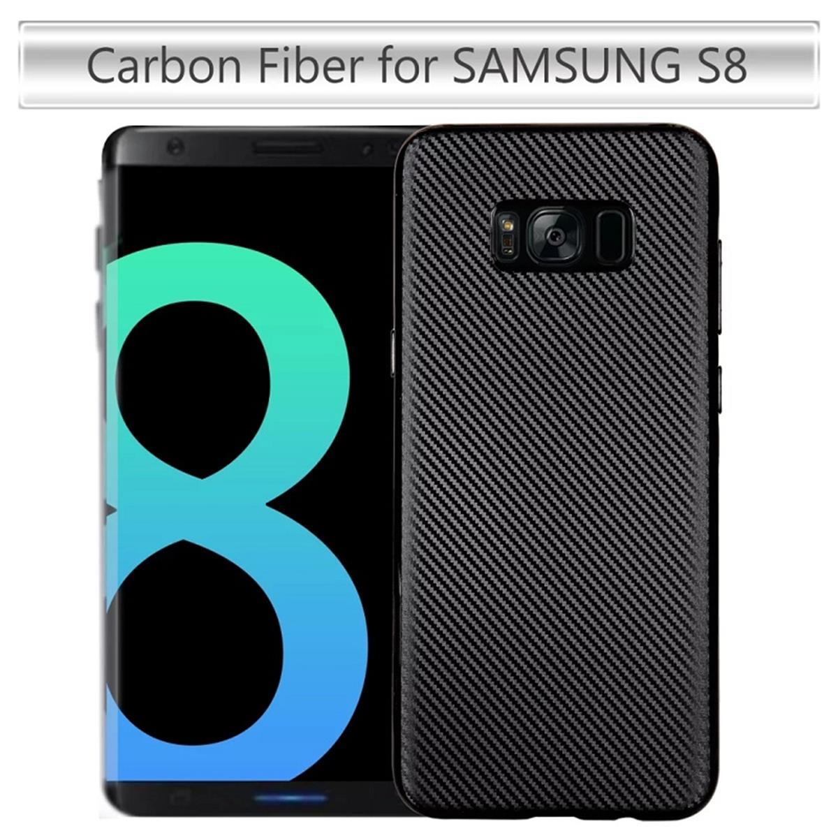 S8, Carbon Samsung, Handycase im Look, Backcover, COVERKINGZ Galaxy schwarz