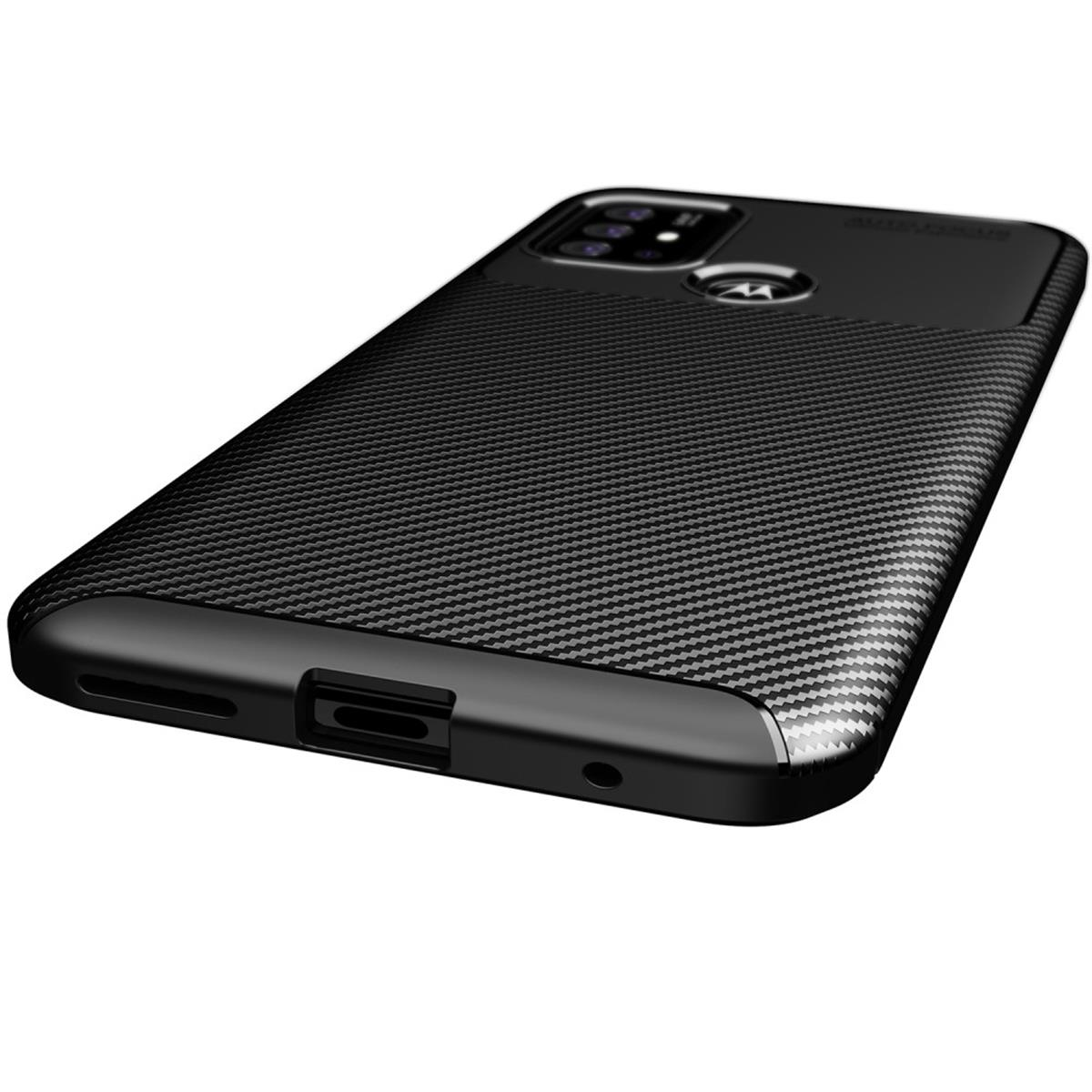 COVERKINGZ Handycase G30, Moto im Motorola, Look, Backcover, schwarz Carbon