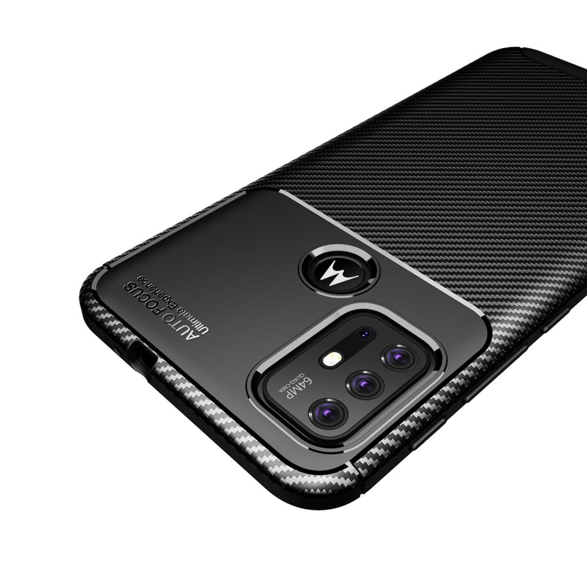 COVERKINGZ Handycase im Carbon Look, Moto G30, schwarz Motorola, Backcover
