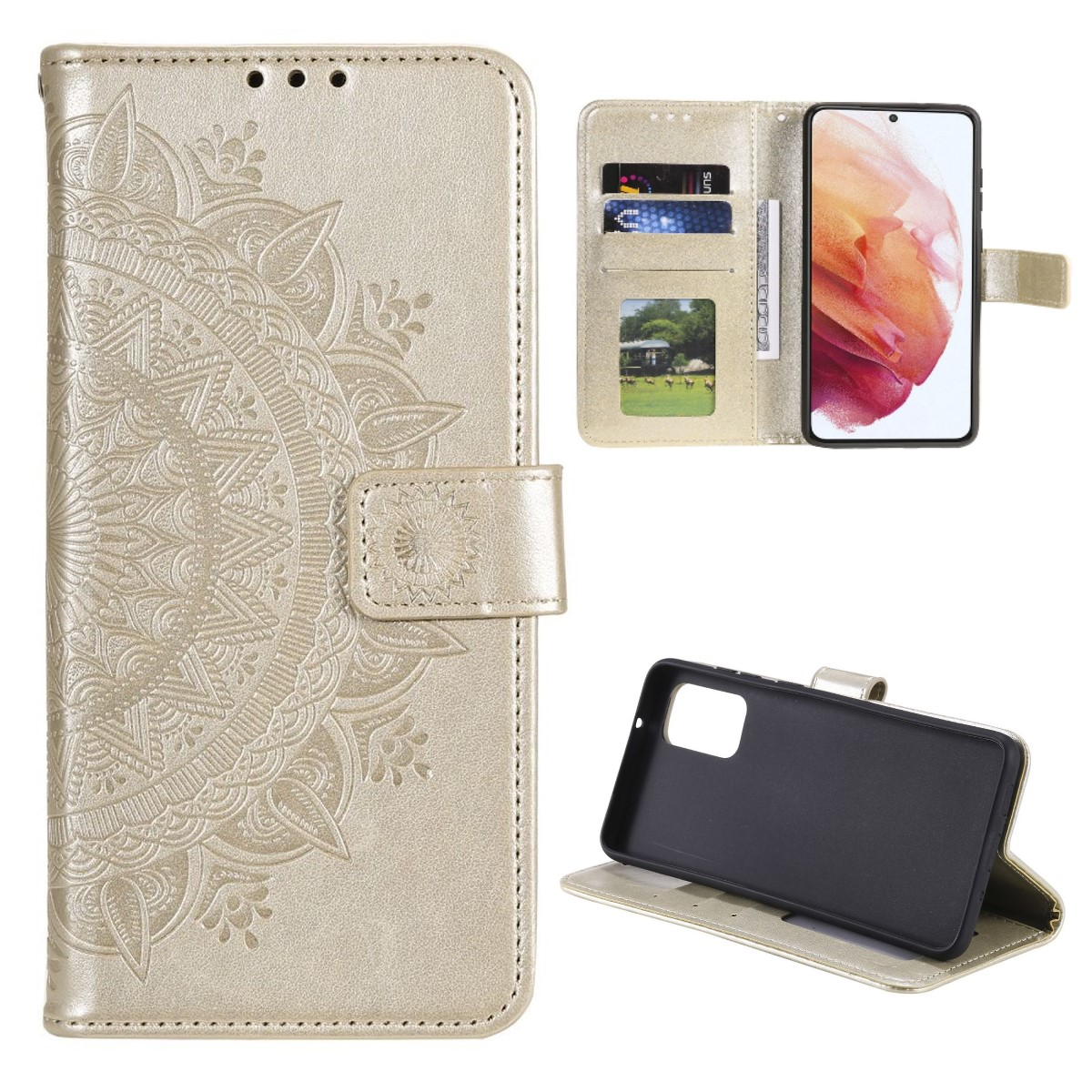 COVERKINGZ Klapphülle mit Galaxy Samsung, 5G, Muster, Mandala Bookcover, Gold A73