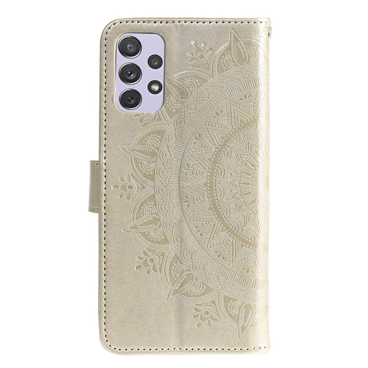 COVERKINGZ Klapphülle mit Mandala Muster, Samsung, Galaxy 5G, A73 Gold Bookcover