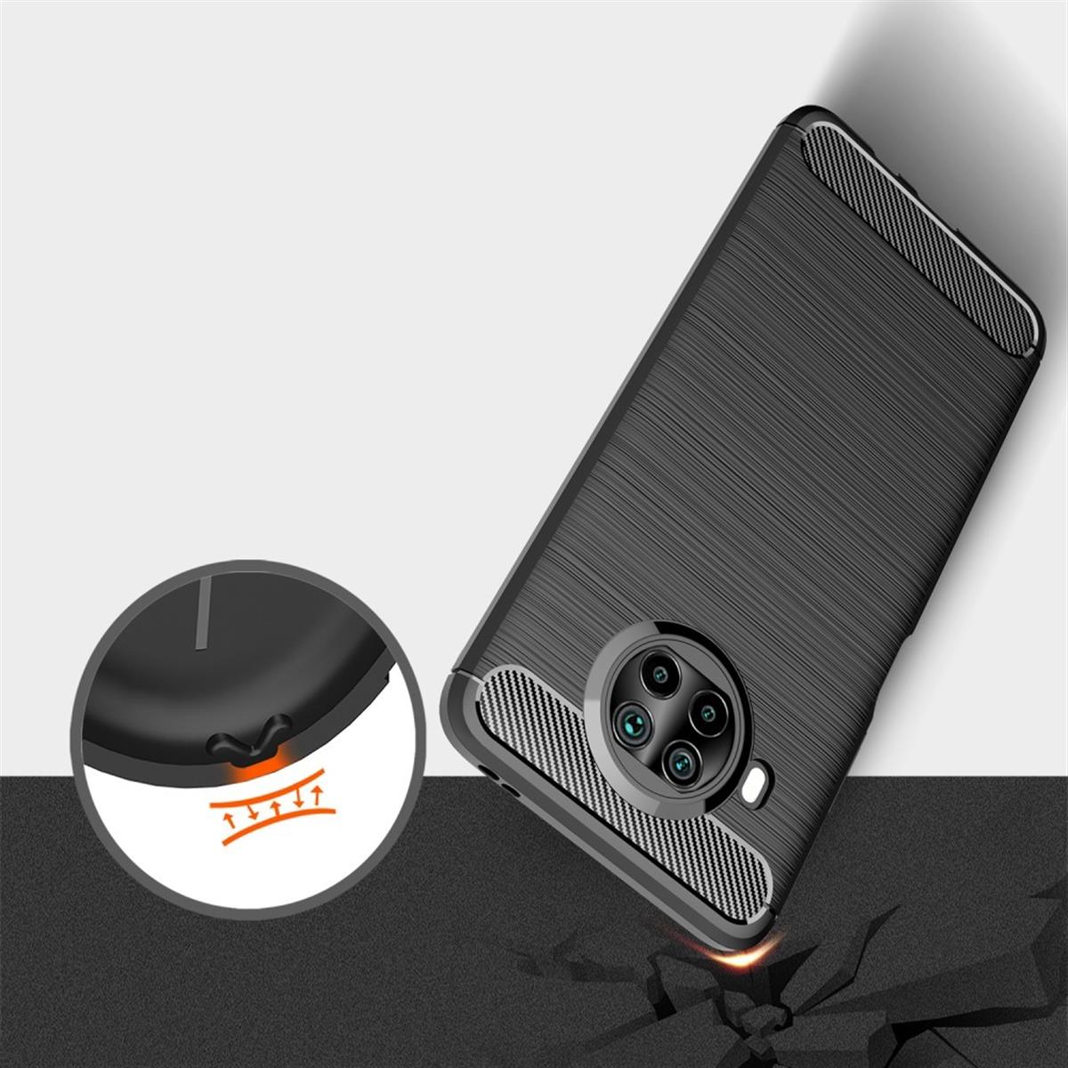 Backcover, COVERKINGZ Carbon Look, im Lite, schwarz Xiaomi, Mi Handycase 10T