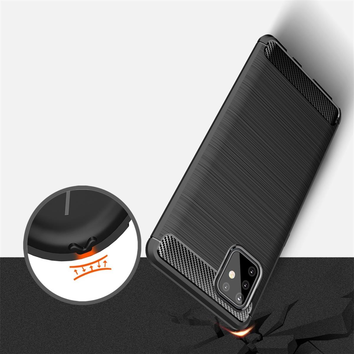 Lite, im Note10 Backcover, Galaxy Carbon Handycase schwarz Look, COVERKINGZ Samsung,