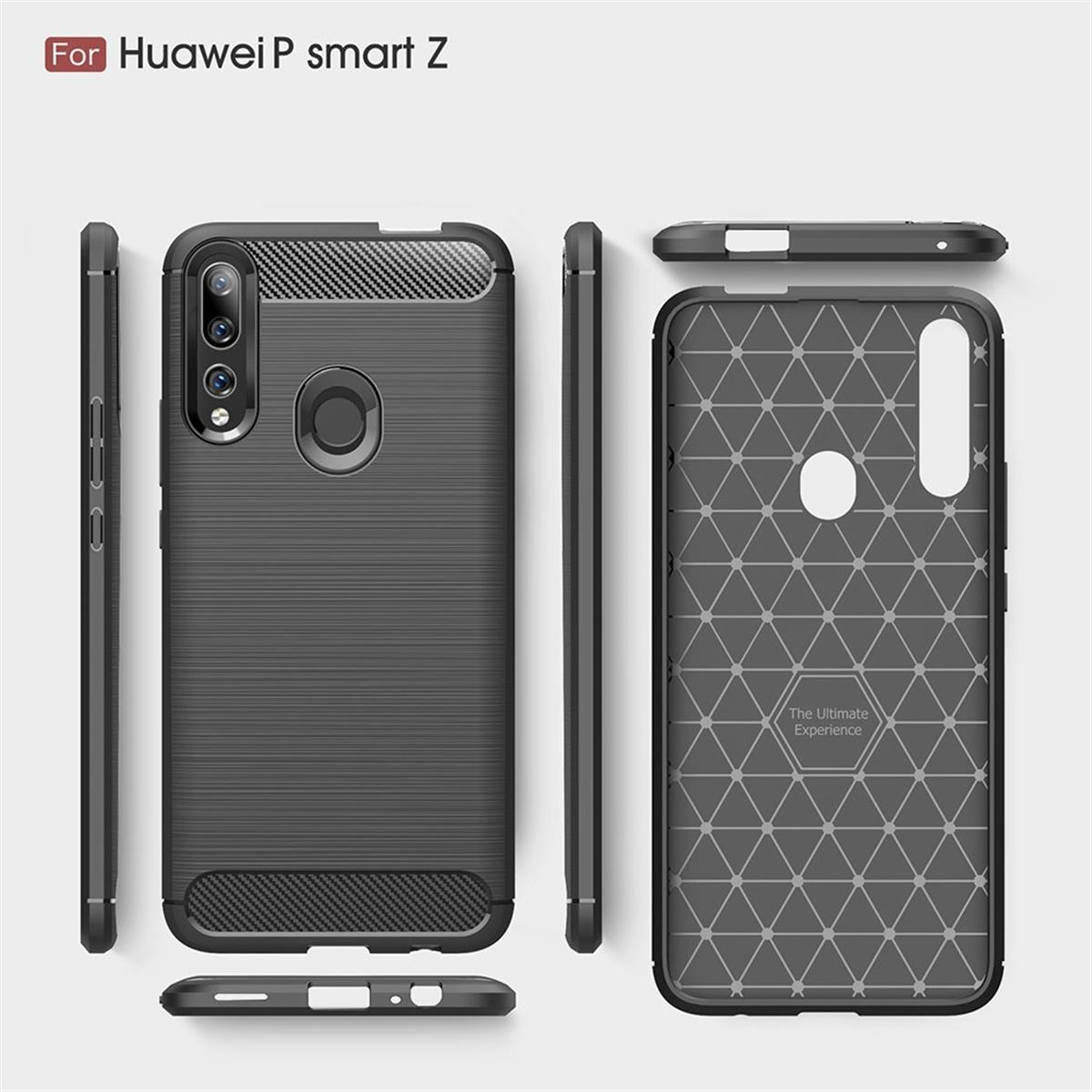 P Carbon Smart Huawei, Z, COVERKINGZ schwarz Handycase im Look, Backcover,