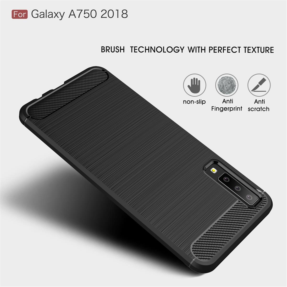 Samsung, Handycase schwarz Backcover, Look, Carbon COVERKINGZ 2018, Galaxy im A7