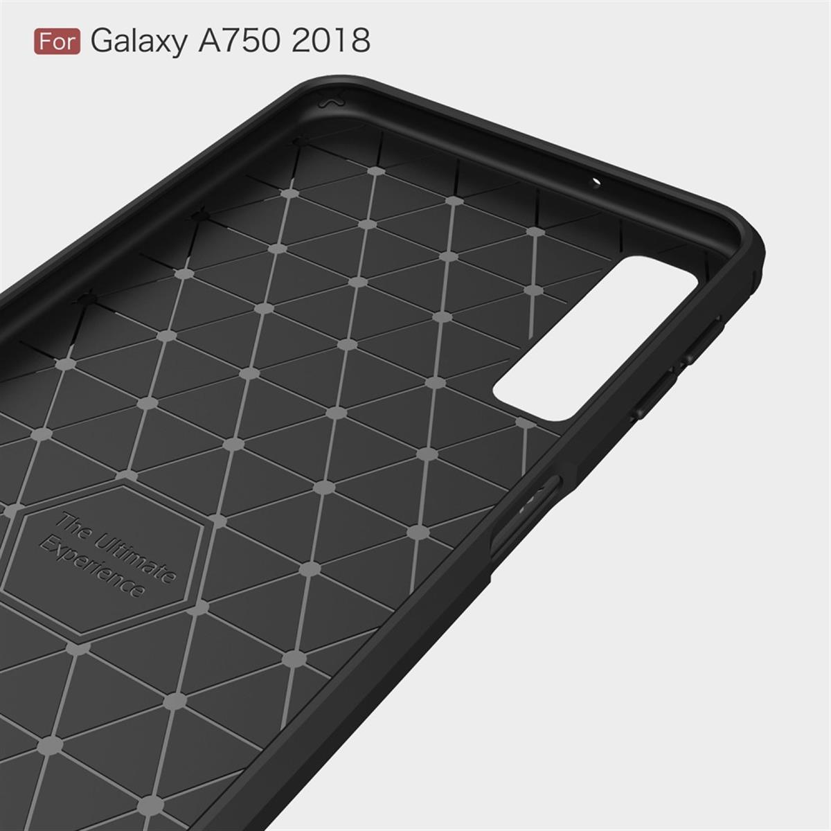 im Samsung, Galaxy 2018, Handycase schwarz COVERKINGZ A7 Carbon Look, Backcover,