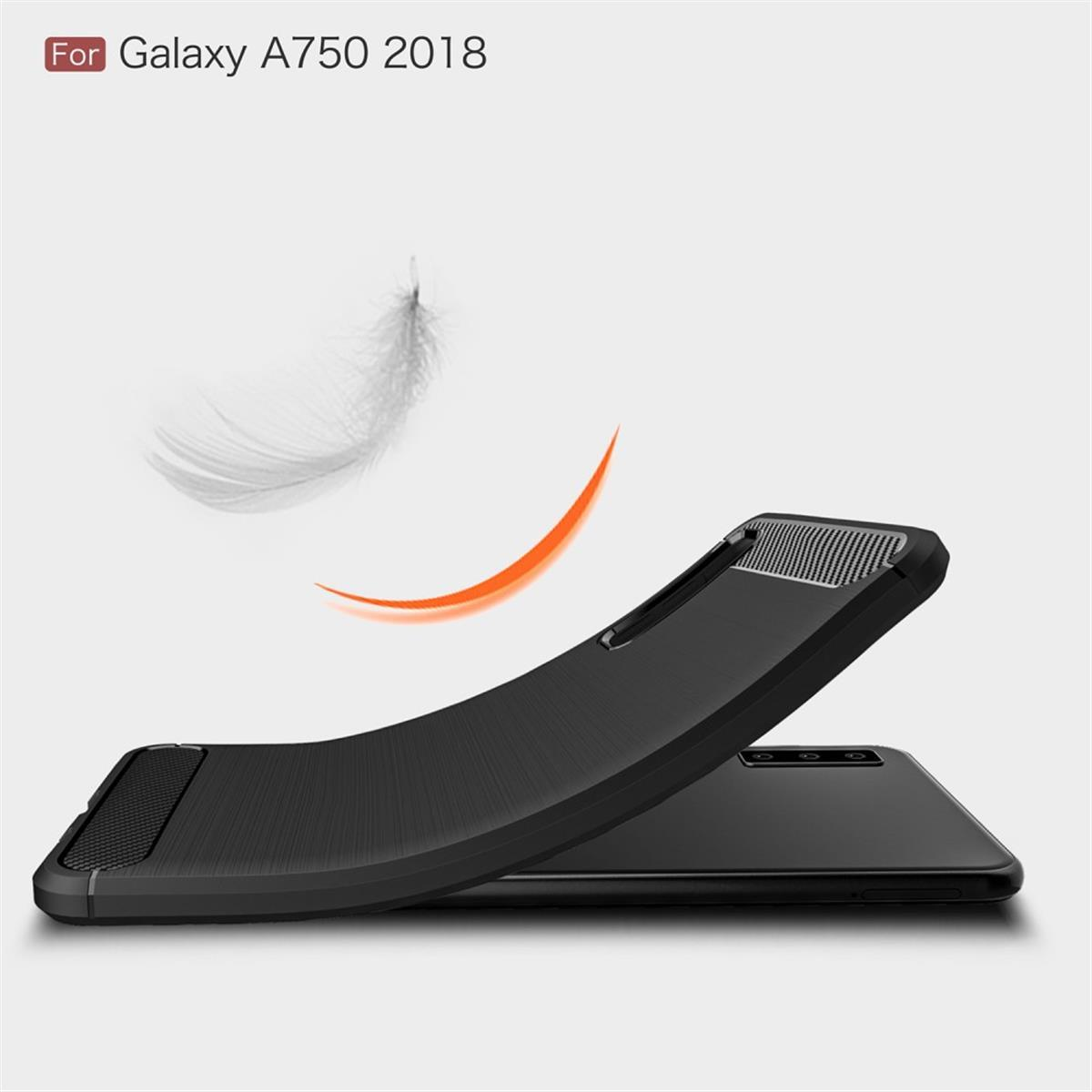 im Samsung, Galaxy 2018, Handycase schwarz COVERKINGZ A7 Carbon Look, Backcover,