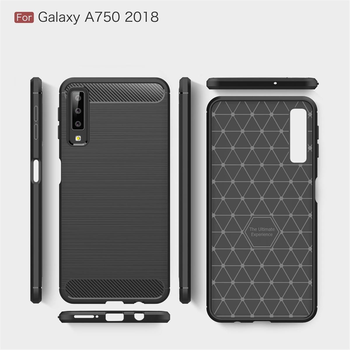 COVERKINGZ schwarz Carbon Galaxy Samsung, A7 Handycase Look, Backcover, 2018, im