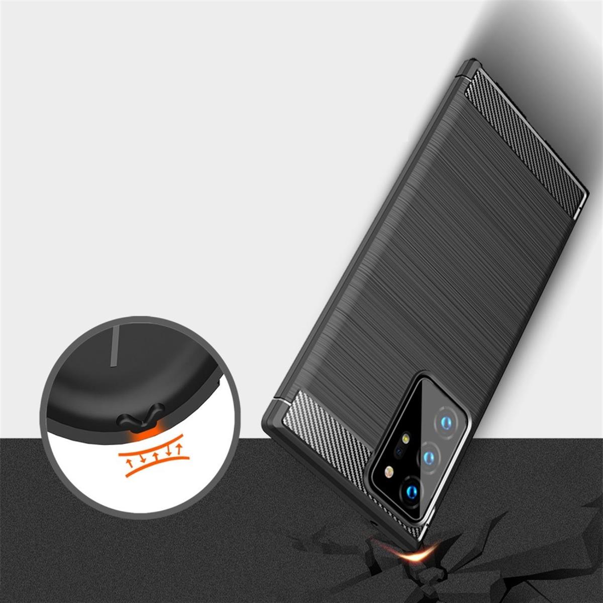 Backcover, Note20 Look, COVERKINGZ Samsung, Carbon im Galaxy Handycase schwarz Ultra,