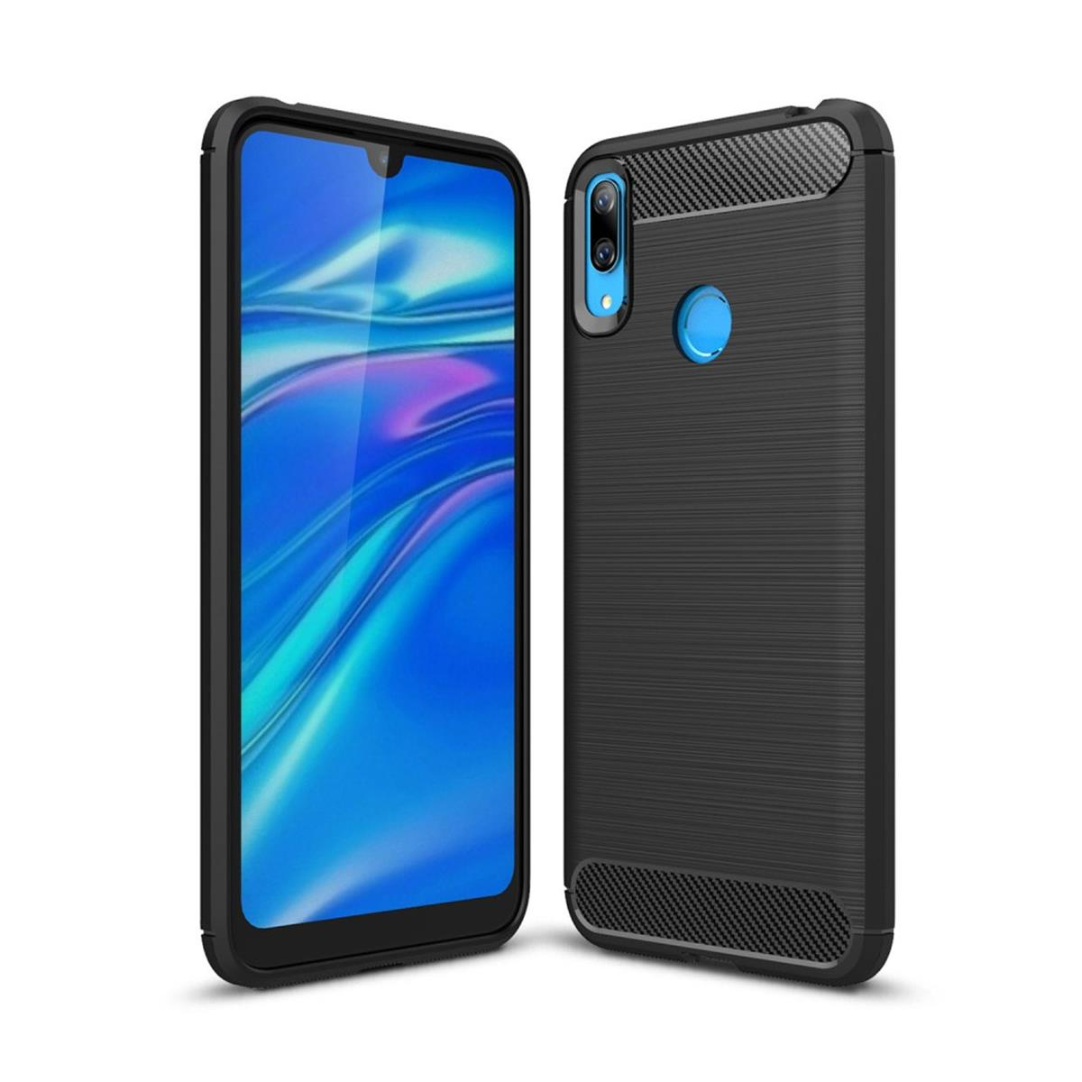 COVERKINGZ Handycase Y7 2019, Huawei, Look, schwarz Backcover, im Carbon