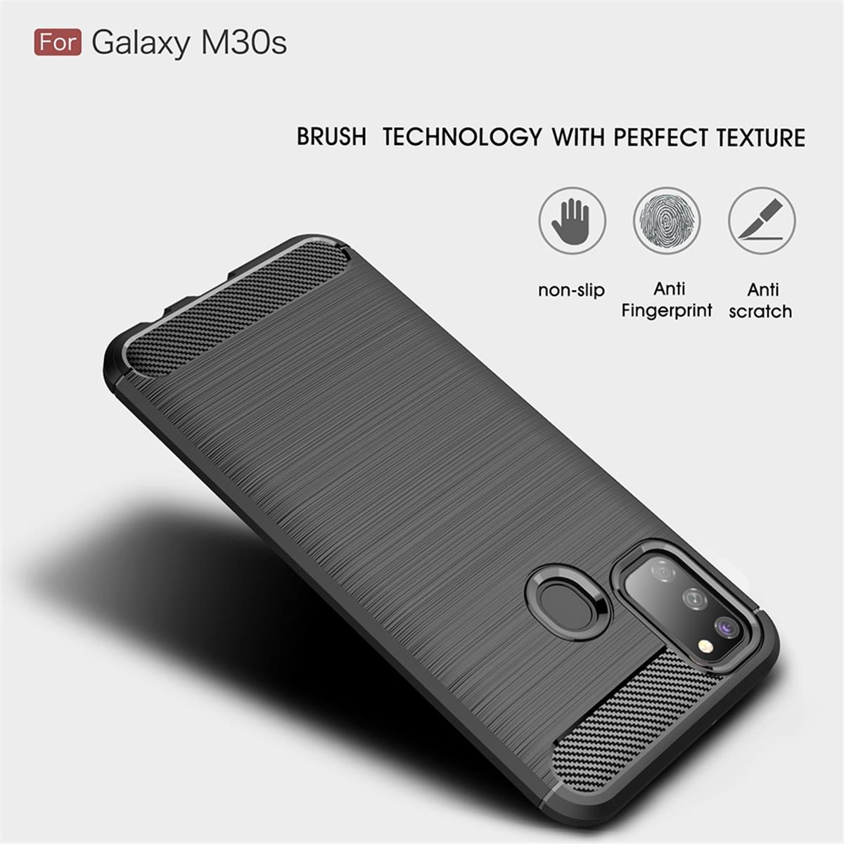 COVERKINGZ Handycase Carbon Look, schwarz Galaxy M30s, Samsung, Backcover, im