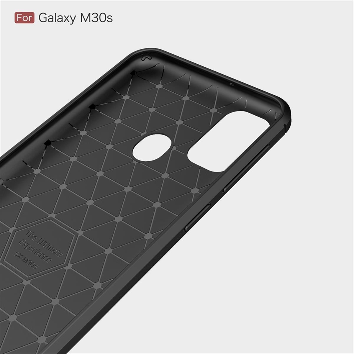 COVERKINGZ Handycase Carbon Look, schwarz Galaxy M30s, Samsung, Backcover, im