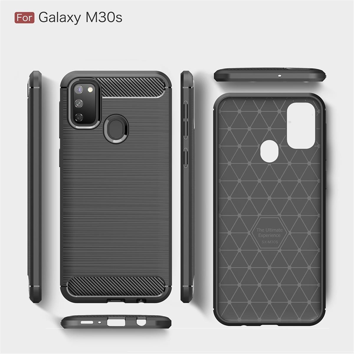 COVERKINGZ Handycase Carbon Look, schwarz Galaxy M30s, Samsung, Backcover, im