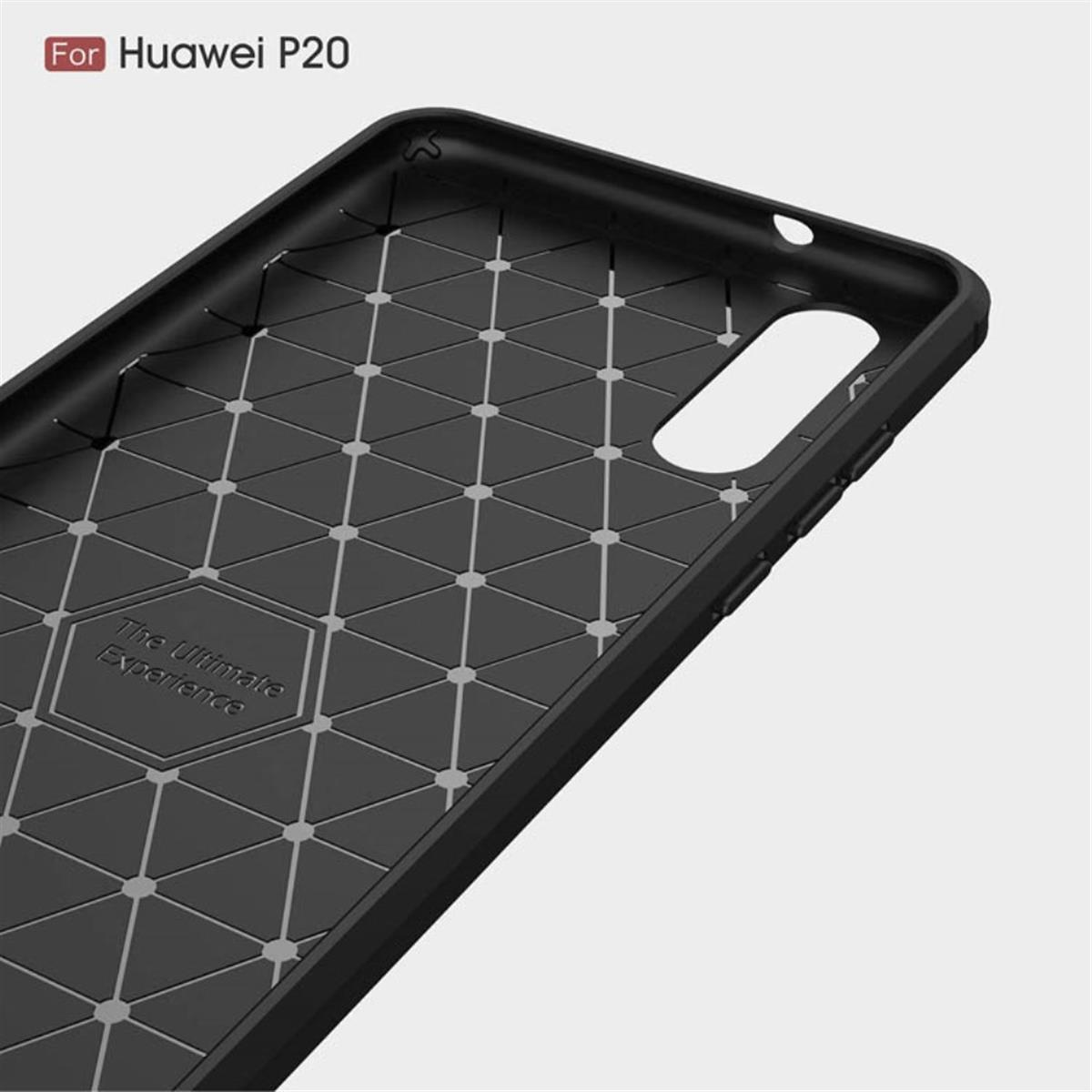 COVERKINGZ Handycase im P20, Backcover, schwarz Look, Carbon Huawei