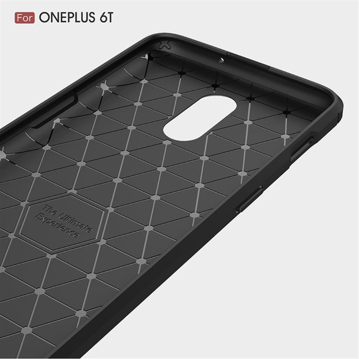 Carbon schwarz OnePlus, Backcover, im 6T, COVERKINGZ Handycase Look,