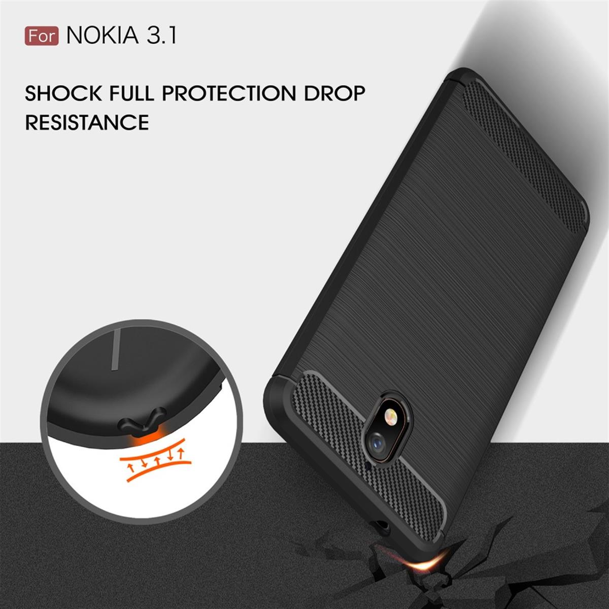 COVERKINGZ Handycase schwarz Carbon Nokia, im Punkt Look, 3 1, Backcover