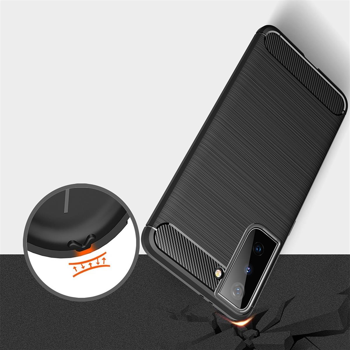 Galaxy Handycase Carbon S21 Plus, schwarz Samsung, COVERKINGZ Backcover, Look, im